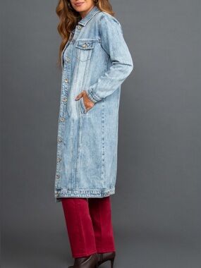 Tribal Light Blue Long Denim Jacket